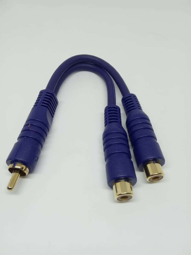 Cable En Y 1 Rca Macho A 2 Rca Hembra Azul 20 Centímetros 