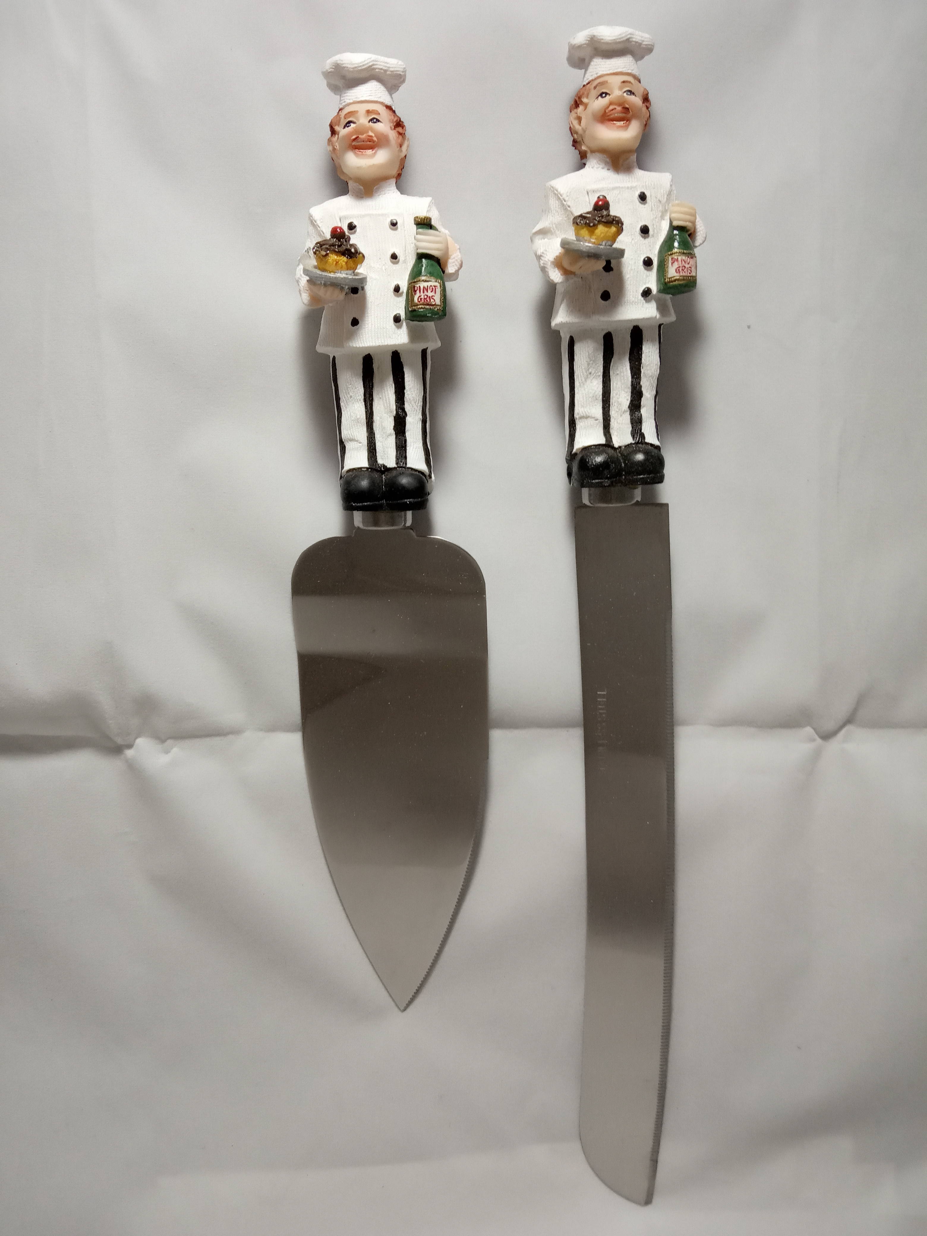 Set de Cuchillo y Pala para Servir Pastel Con figura de Chef